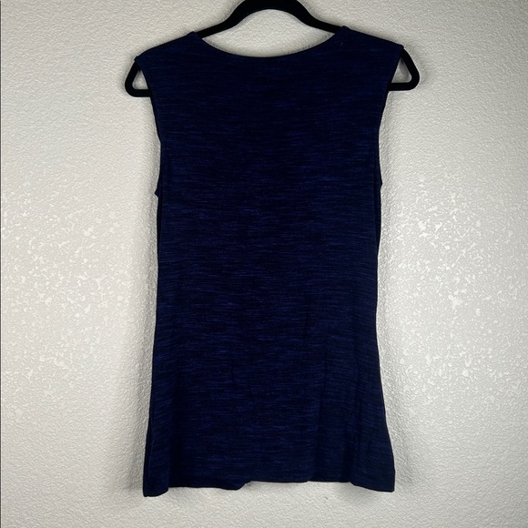 Apt 9 Blue & Black V-Neck Faux Wrap Sleeveless Casual Business Top Size Medium - Picture 4 of 6